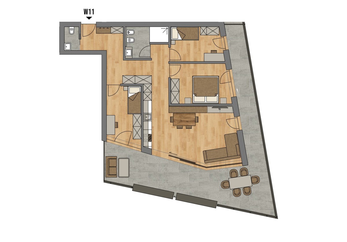 Großzügige 4-Zimmerwohnung mit sonniger Terrasse für Ansässige - W11