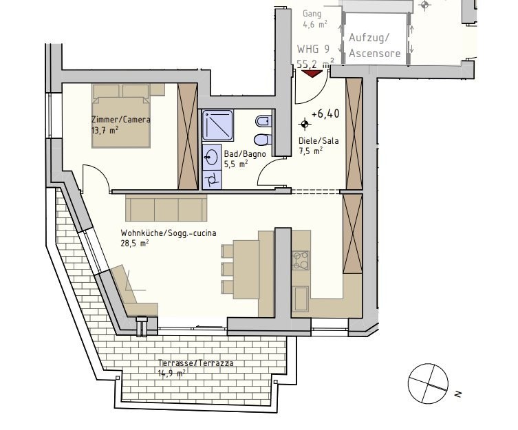 Neue 2-Zimmerwohnung mit Terrasse- W9